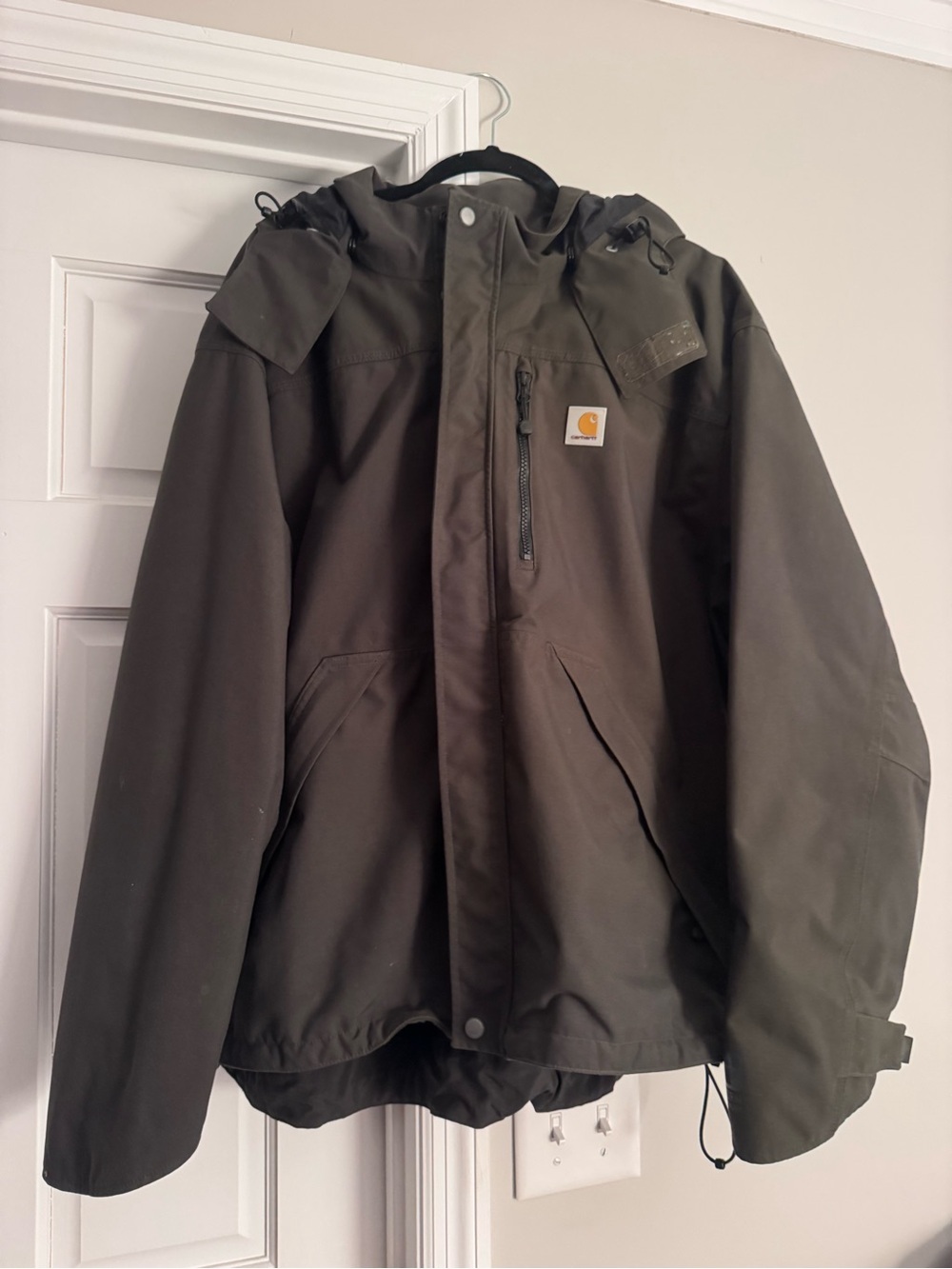 Carhartt Men’s Olive Hooded Raincoat Jacket
